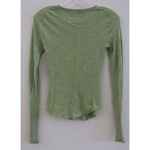 We The Free x Free People OB1593368 Women Sz XS Green Be My Baby Long Sleeve Top - Picture 2 of 8